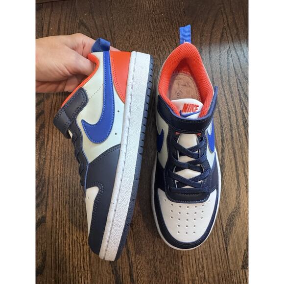 Nike Kids Court Borough Low Craft Navy Orange White Sz 2 NEW Missing 1 Insole - Picture 10 of 14